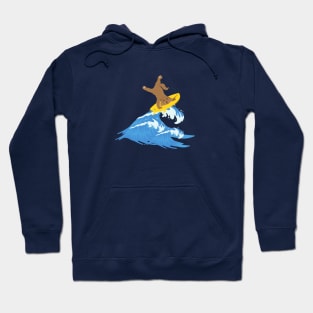 Goldendoodle Dog Surfing on Sea Wave Hoodie